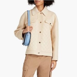 Sandro Aldric quilted wool jacket cream large NWOT